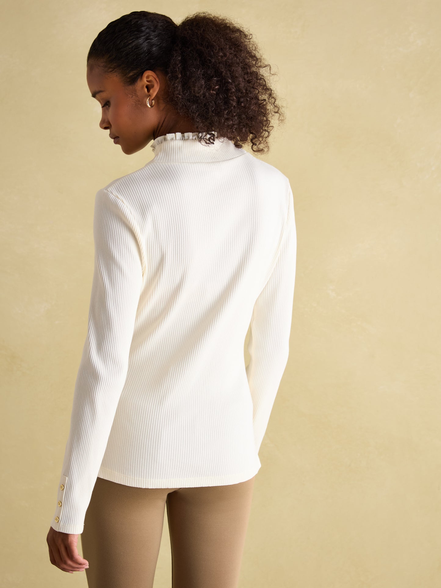 Amy Ribbed Long Sleeve High Neck Jersey Top