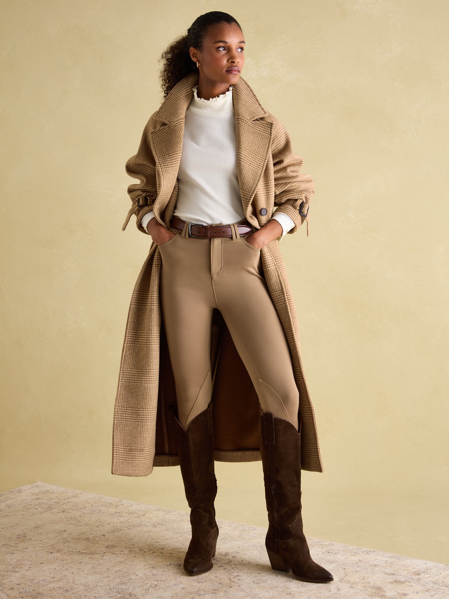 Amy Ribbed Long Sleeve High Neck Jersey Top