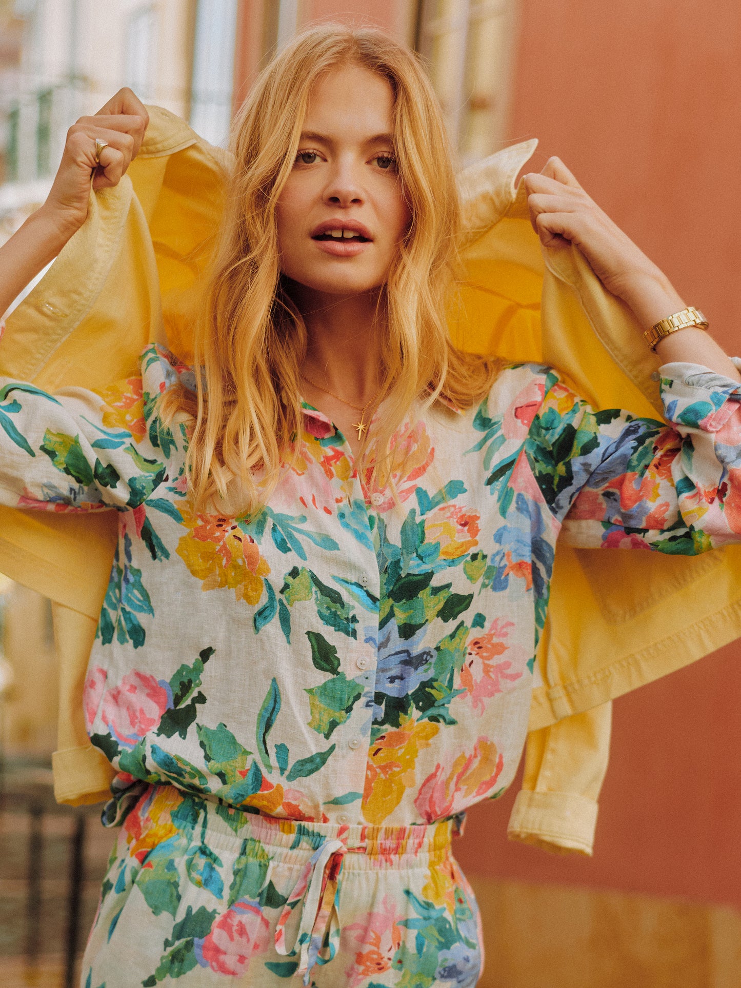 Anna Floral Long Sleeve Linen Shirt
