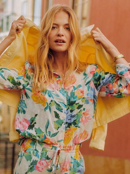 Anna Floral Long Sleeve Linen Shirt