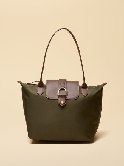 Edie Khaki Green Shopper Bag