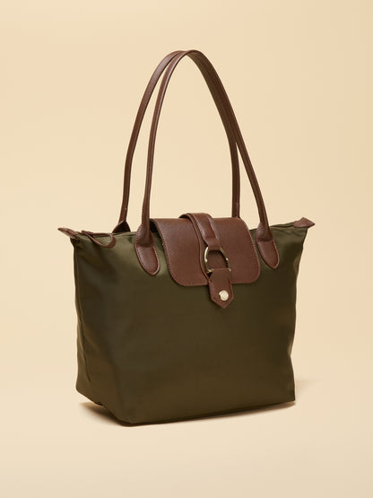 Edie Khaki Green Shopper Bag