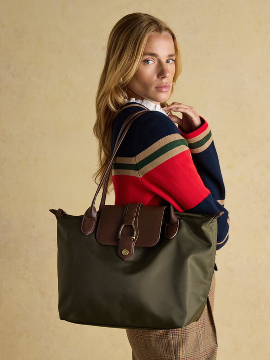 Edie Khaki Green Shopper Bag