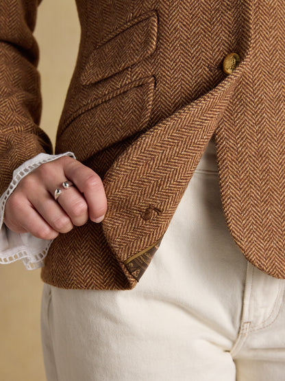 Canterly Brown Herringbone Tweed Hacking Jacket