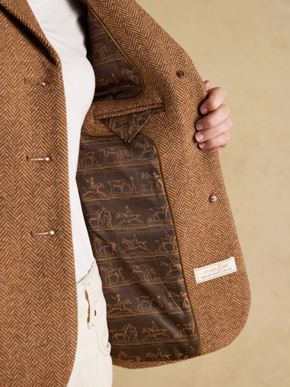 Canterly Brown Herringbone Tweed Hacking Jacket