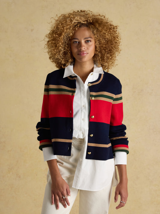 Constance Multistripe Cotton Knitted Cardigan