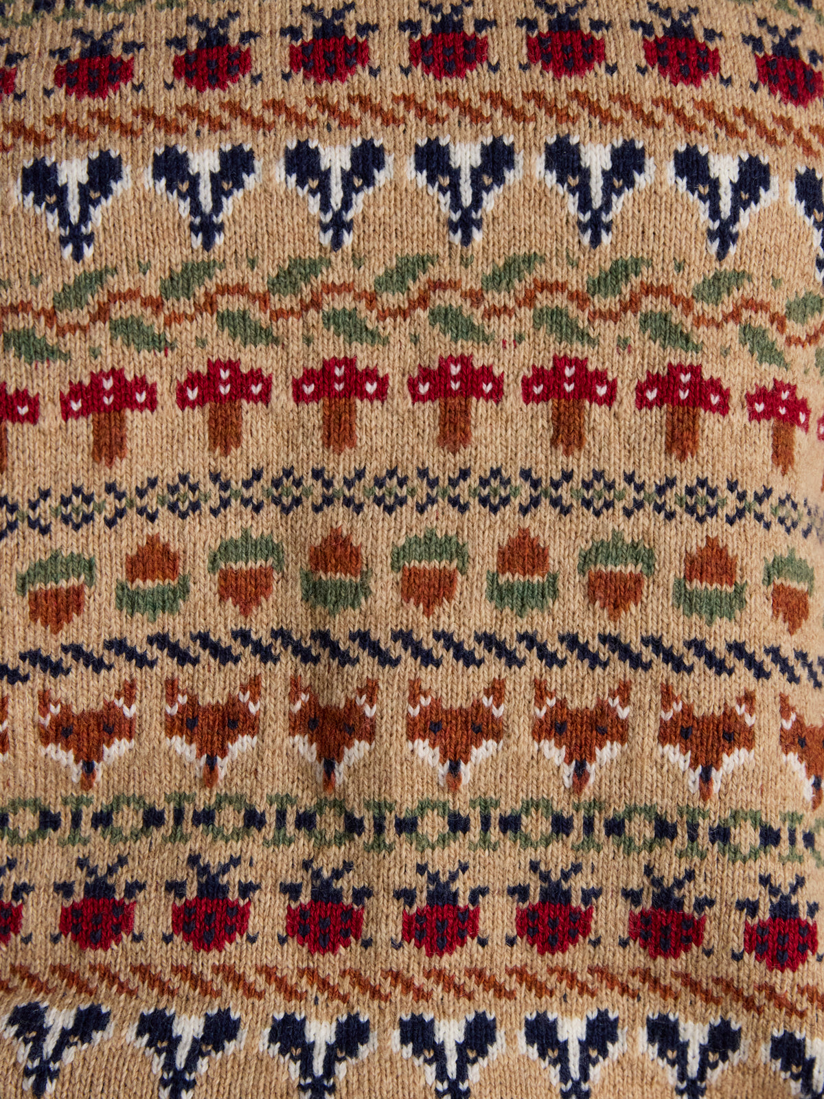 Woodland Oatmeal Cotton-Rich Intarsia Crew Neck Knitted Vest