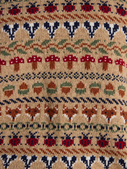 Woodland Oatmeal Cotton-Rich Intarsia Crew Neck Knitted Vest