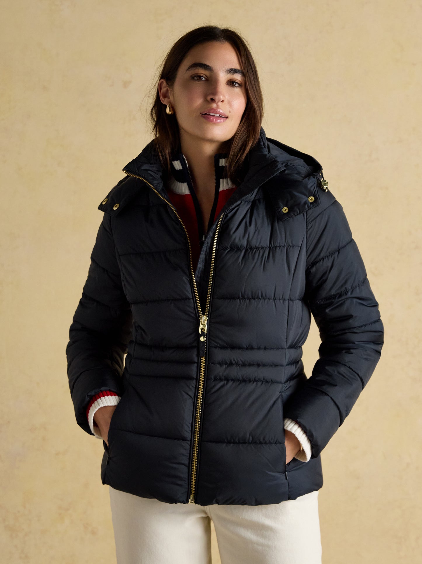 Hadlow Navy Showerproof Padded Coat with Hood
