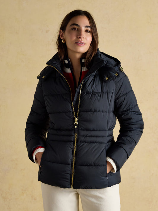 Hadlow Navy Showerproof Padded Coat with Hood