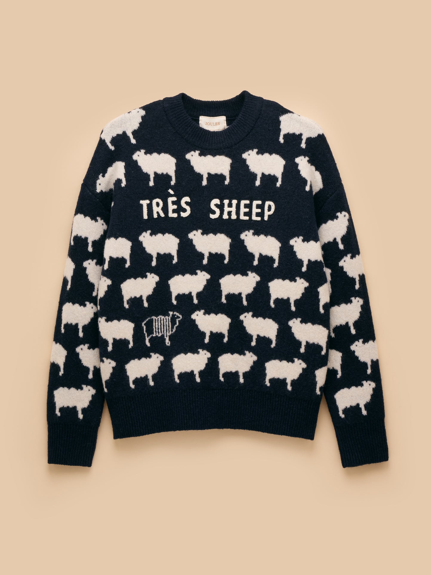 Intarsia Knitted Tres Sheep Relaxed Fit Jumper with Crew Neck