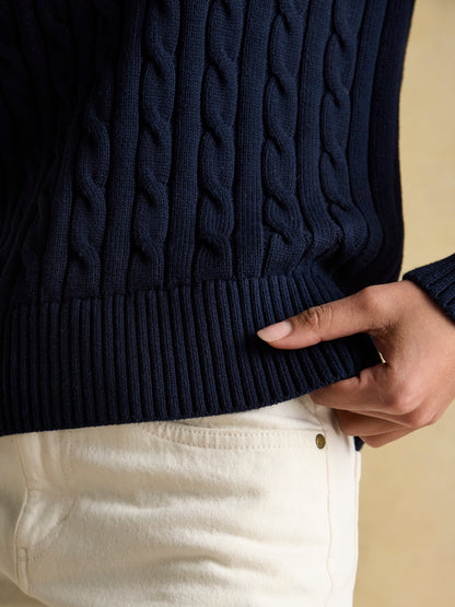 Classic Cable Cotton Crew Neck Jumper