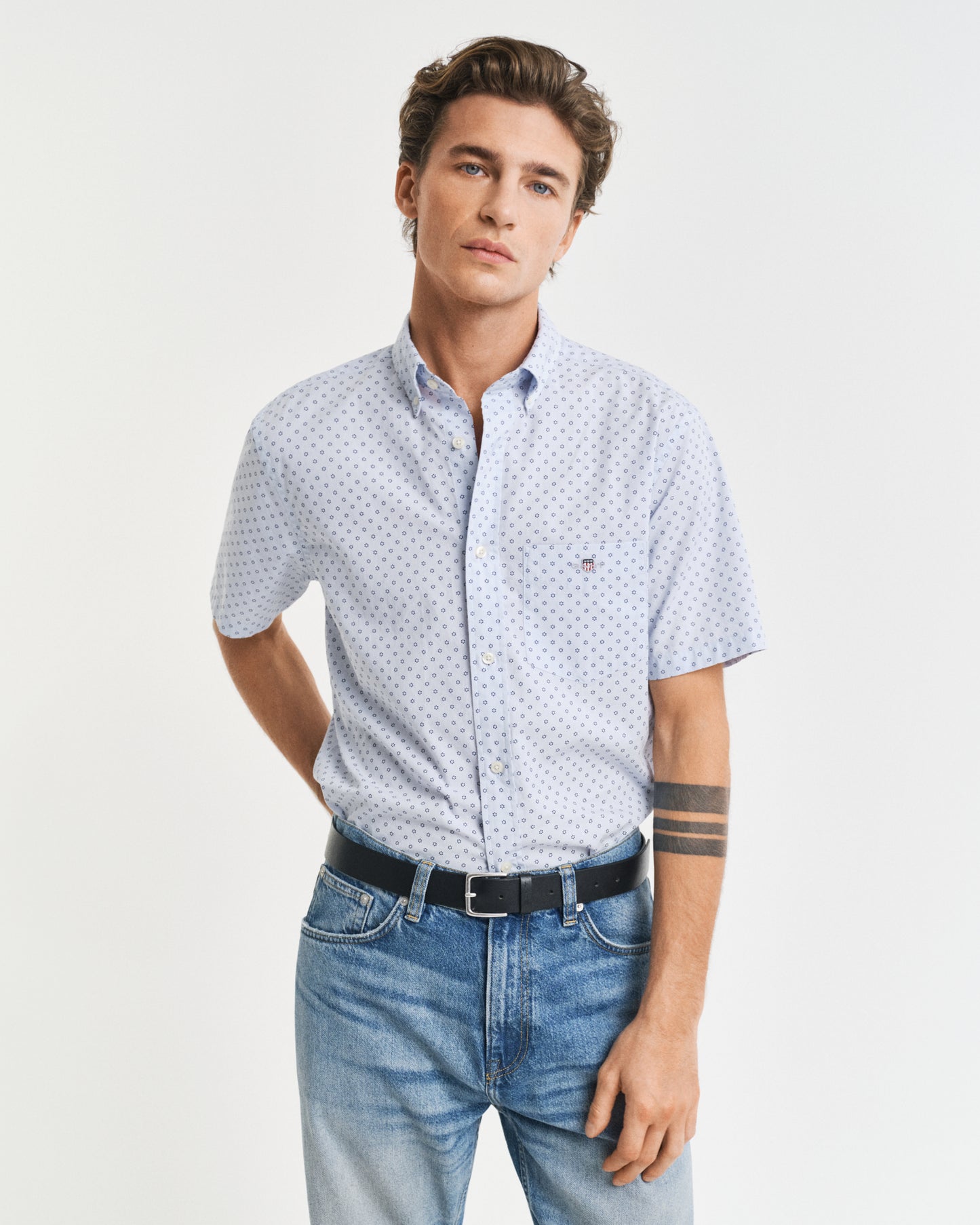 Regular Micro Print Short Sleeve Shirt