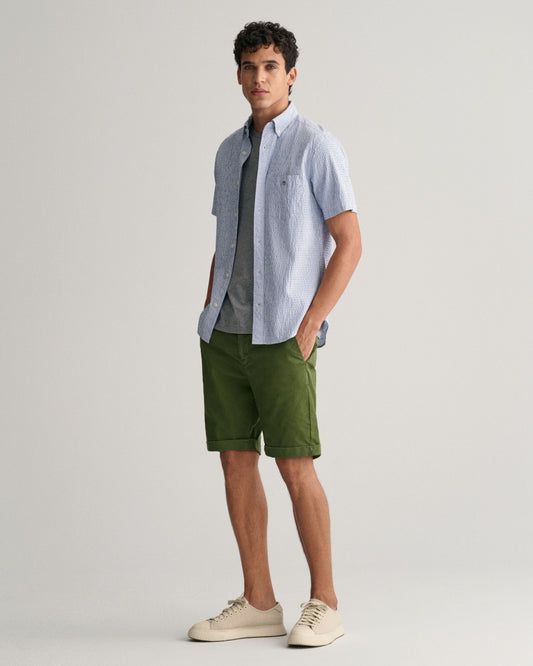 Regular Fit Striped Seersucker Short Sleeve Shirt