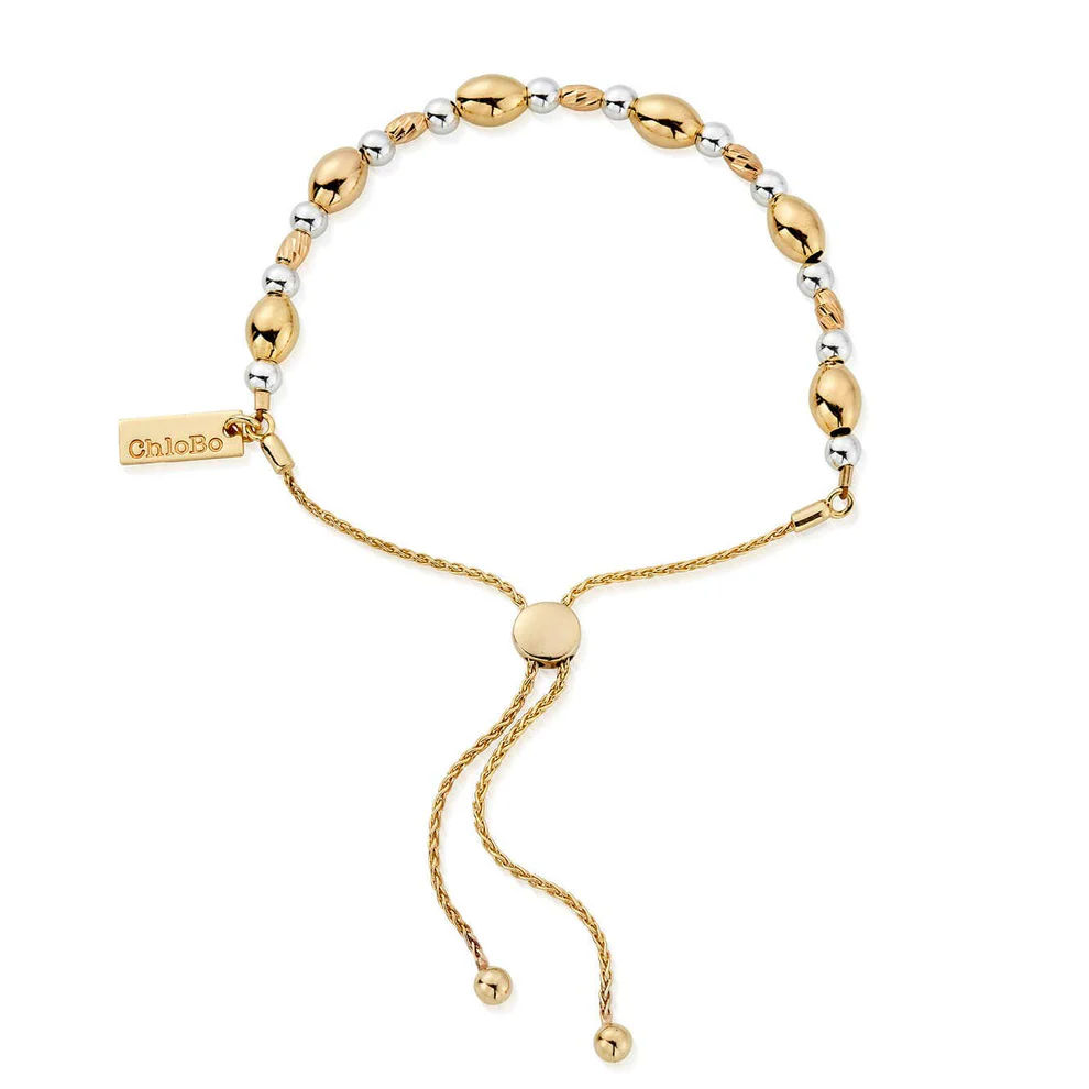 Gold and Silver Sparkle Oval Adjuster Bracelet