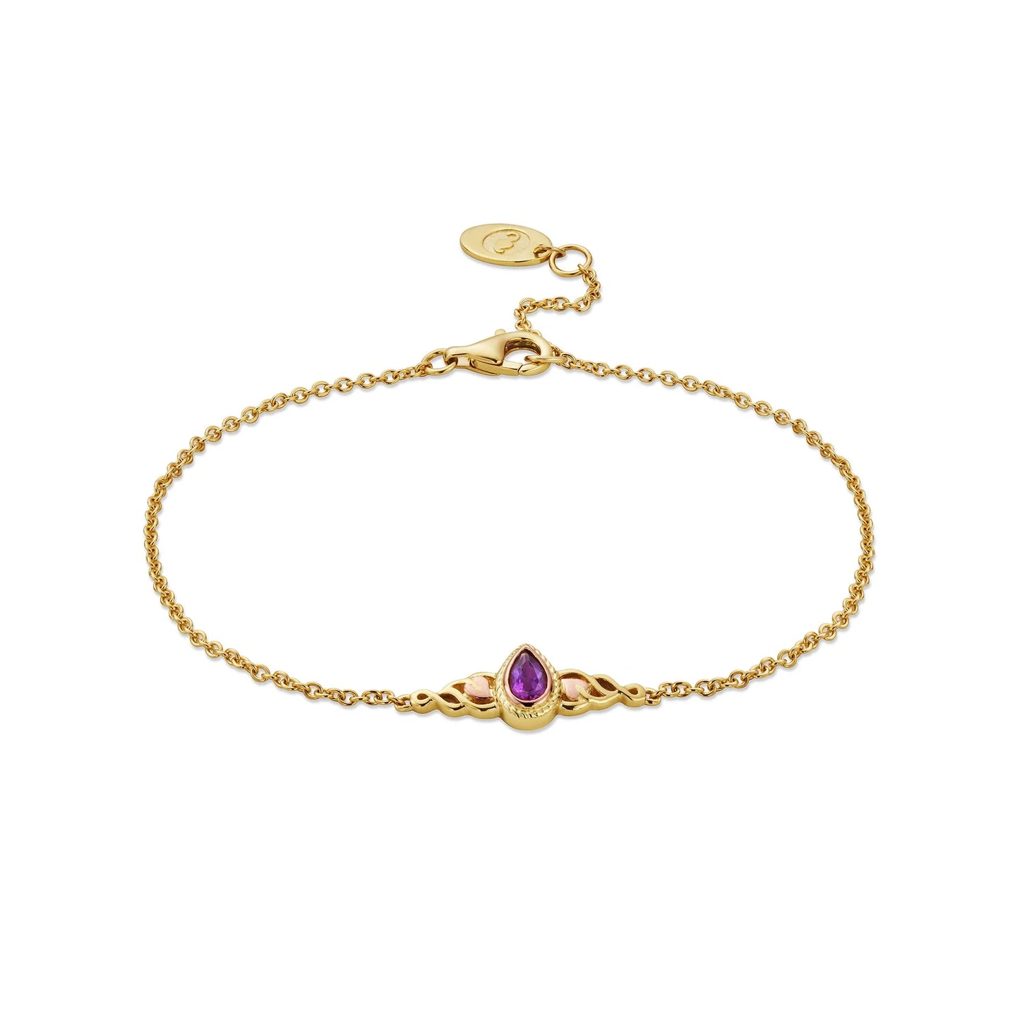 Royal Clogau 9ct Solid Gold Delphinium Bracelet with Amethyst