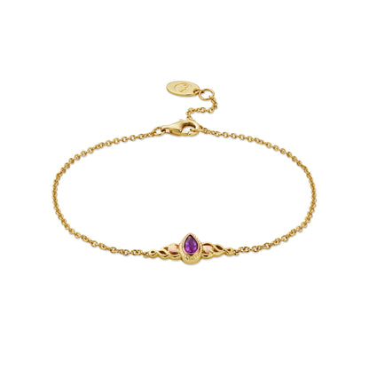 Royal Clogau 9ct Solid Gold Delphinium Bracelet with Amethyst