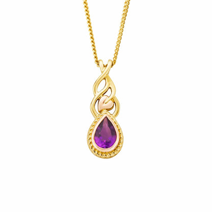 Royal Clogau 9ct Solid Gold Delphinium Pendant with Amethyst