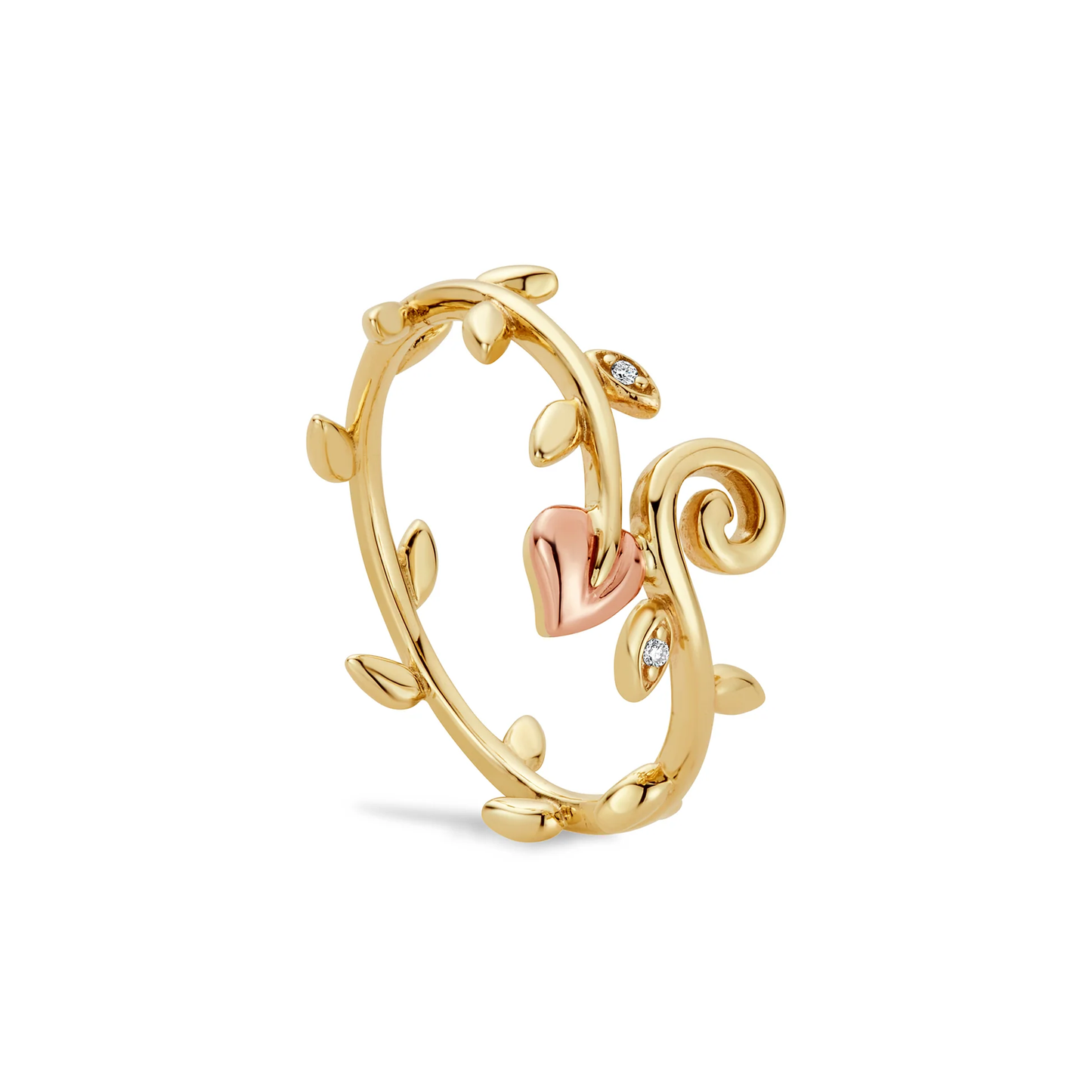 Tree of Life 9ct Solid Gold Vine Ring with Diamonds