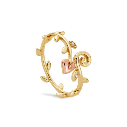 Tree of Life 9ct Solid Gold Vine Ring with Diamonds