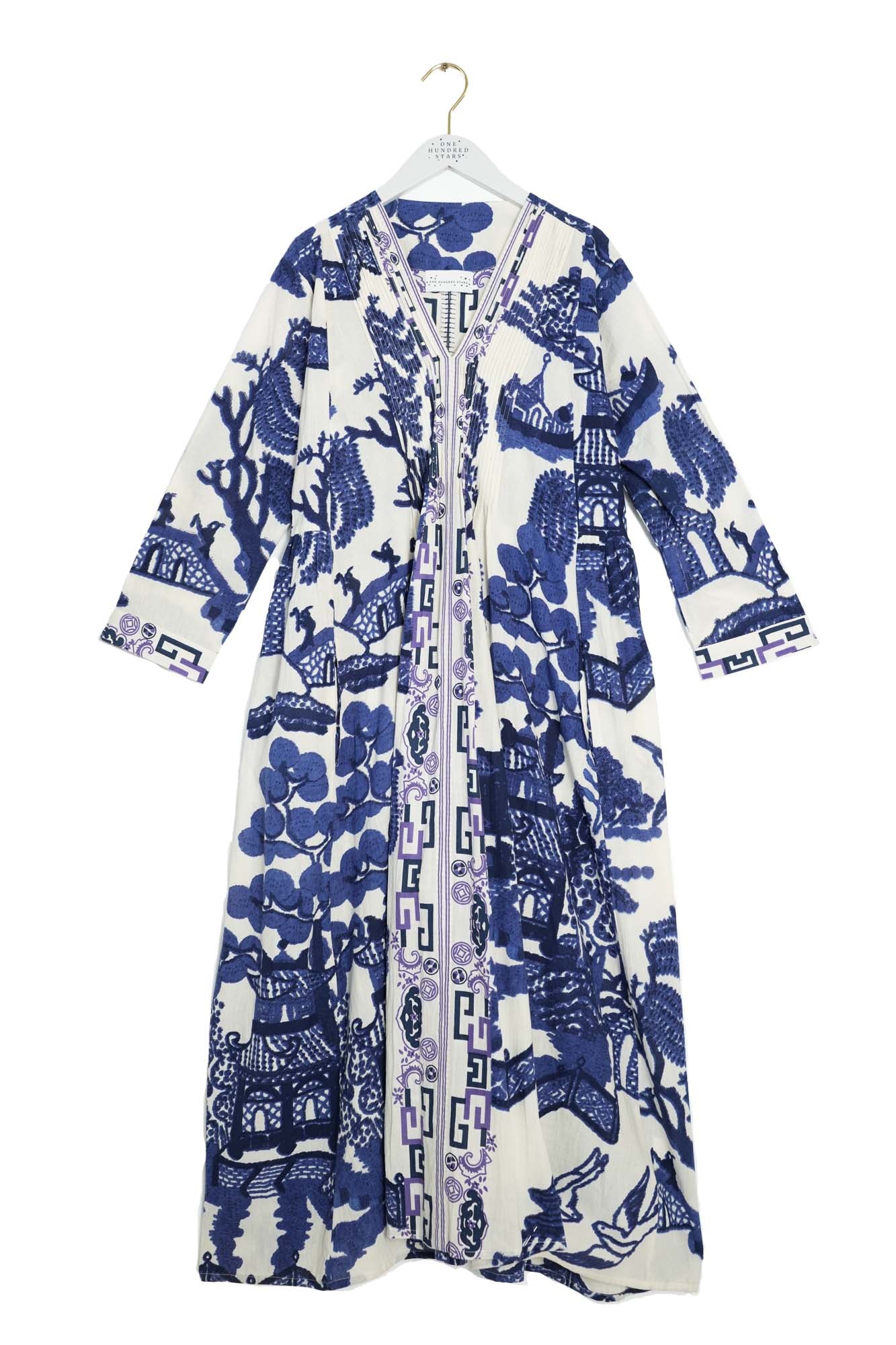 Giant Willow Blue Pinch Pleat Dress M/L