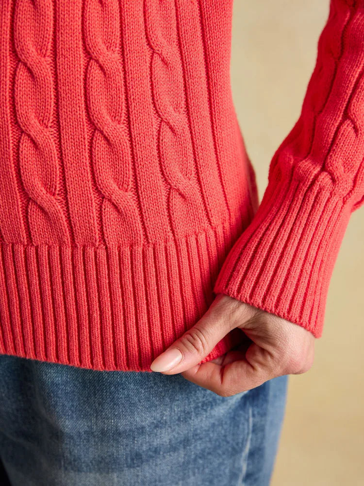 Classic Cable Cotton Crew Neck Jumper