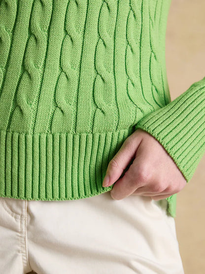 Classic Cable Cotton Crew Neck Jumper