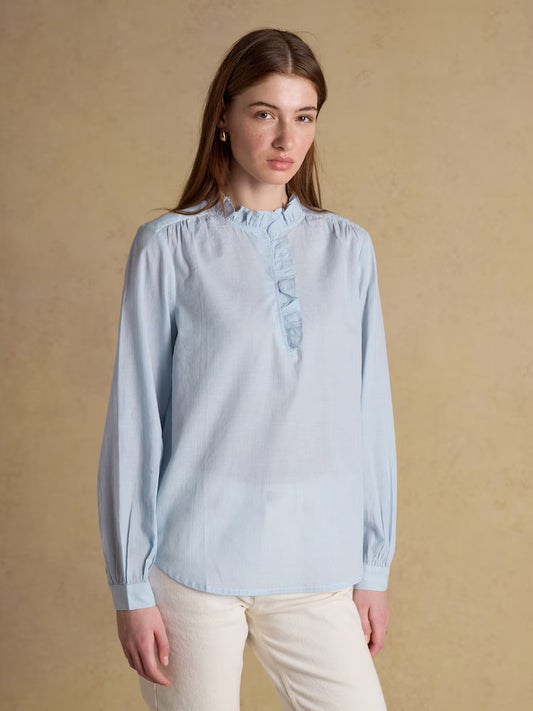 Melanie Long Sleeve Blouse with Ruffle Neck