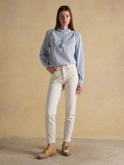 Melanie Long Sleeve Blouse with Ruffle Neck