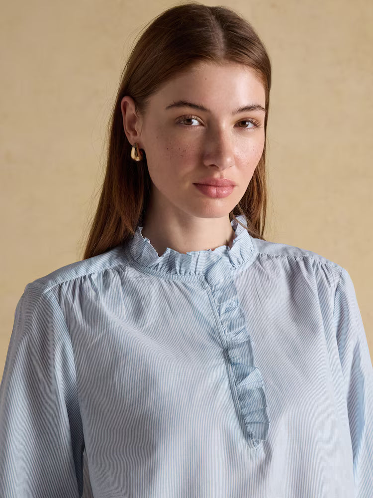 Melanie Long Sleeve Blouse with Ruffle Neck