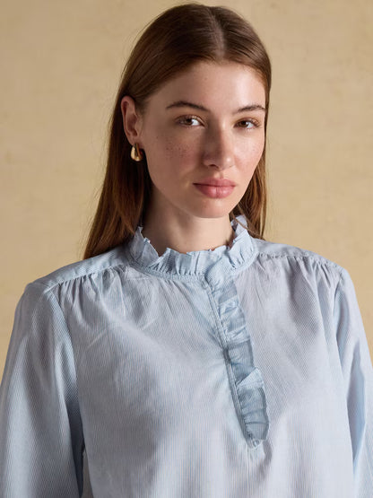 Melanie Long Sleeve Blouse with Ruffle Neck