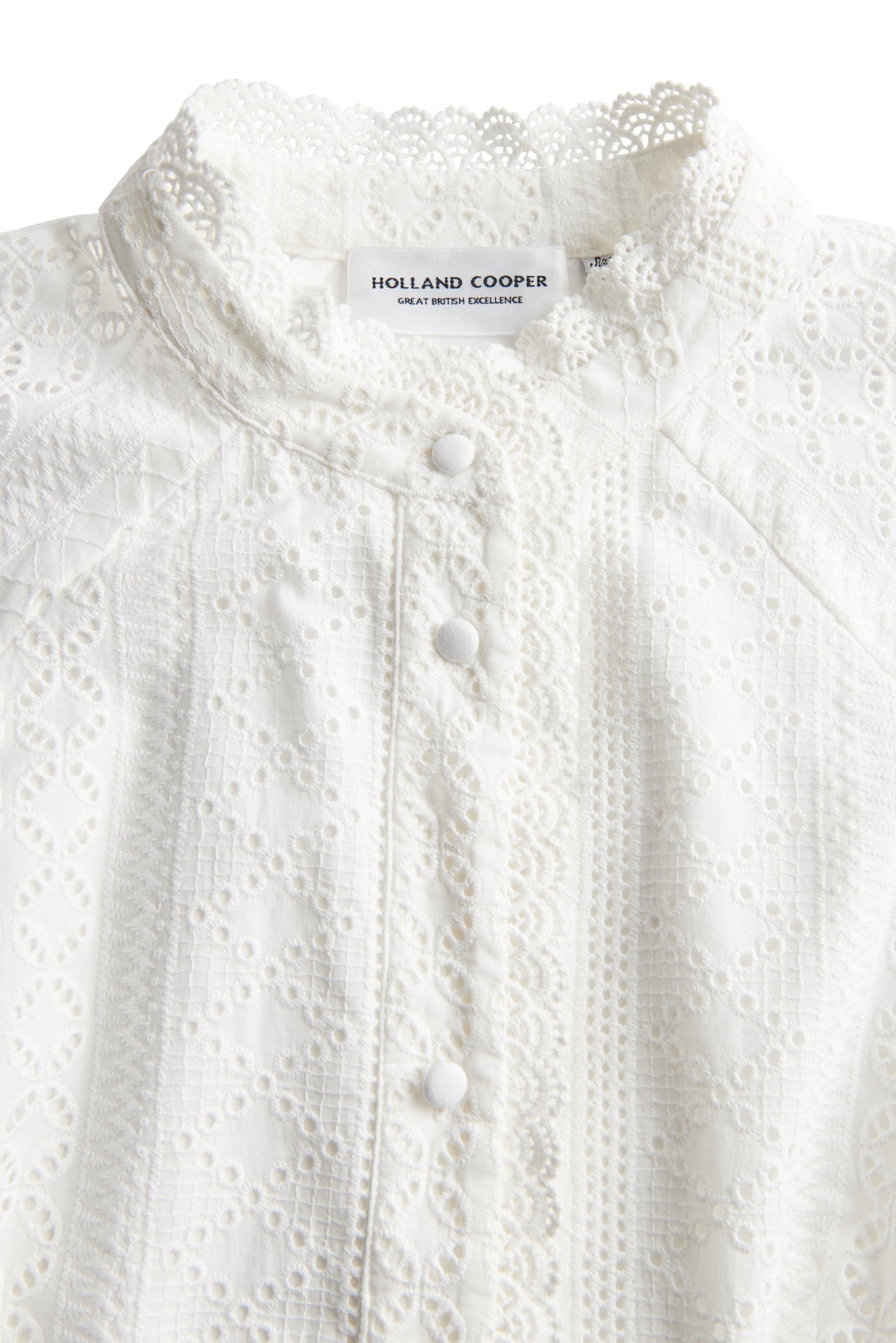 Aimee Collarless Broderie Dress