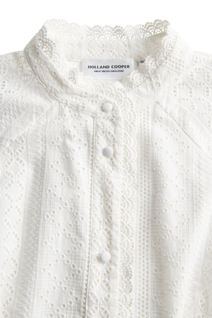 Aimee Collarless Broderie Dress