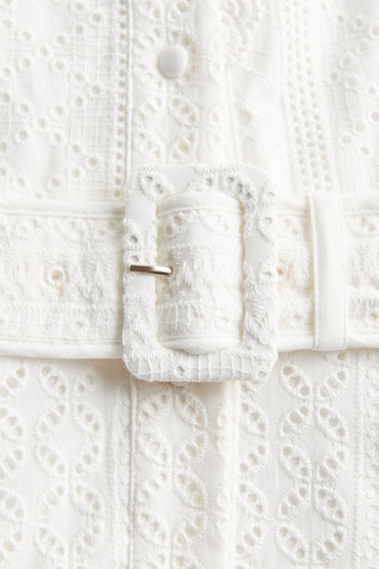 Aimee Collarless Broderie Dress