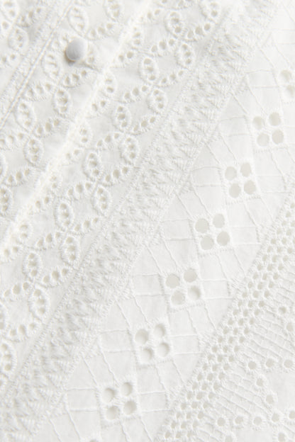 Aimee Collarless Broderie Dress