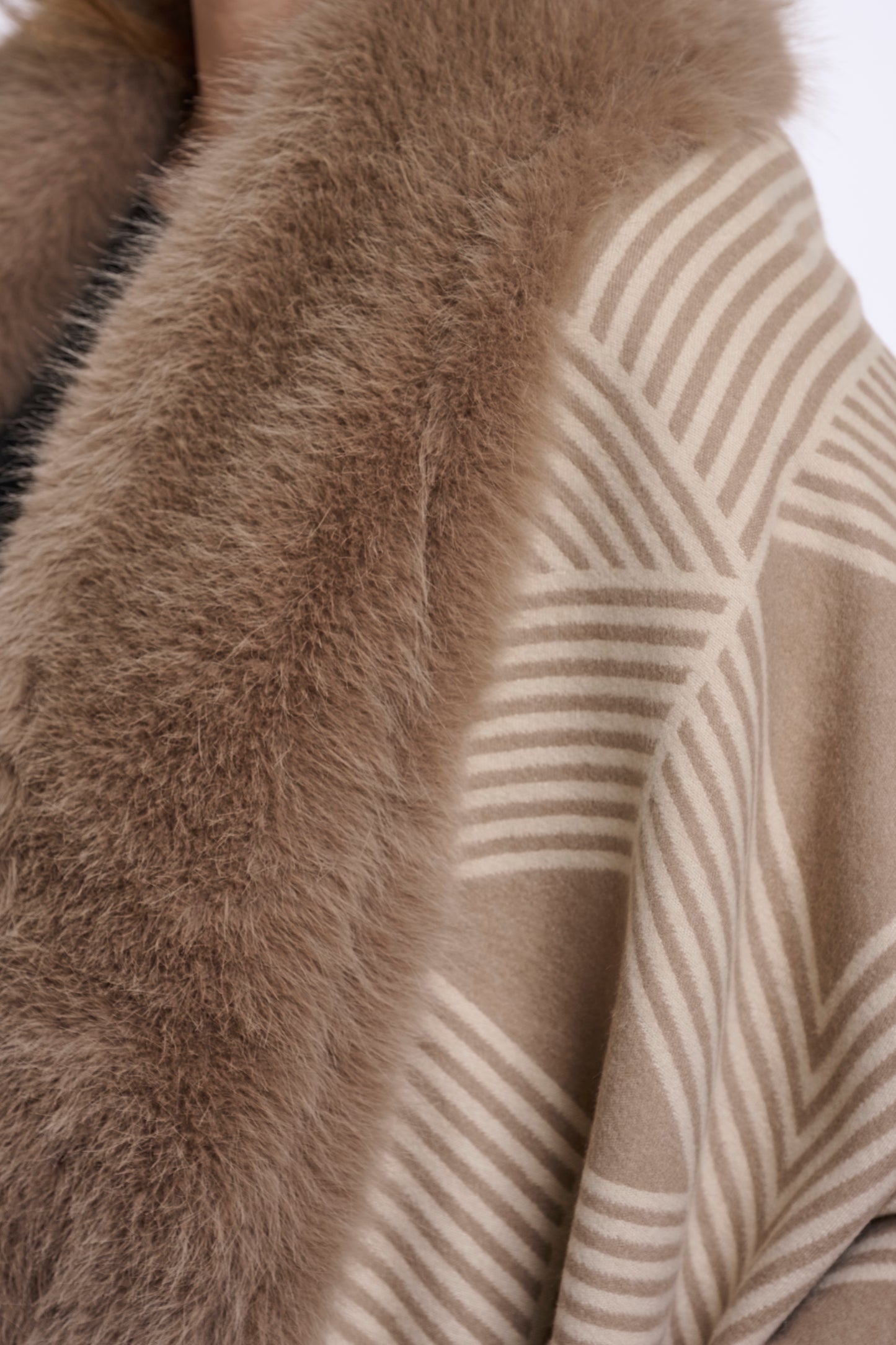 Printed Faux Fur Cape