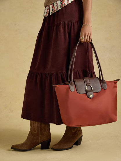 Edie Rust Orange Zip Top Shopper Bag