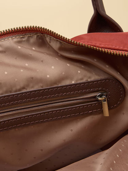 Edie Rust Orange Zip Top Shopper Bag