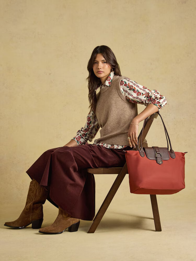 Edie Rust Orange Zip Top Shopper Bag