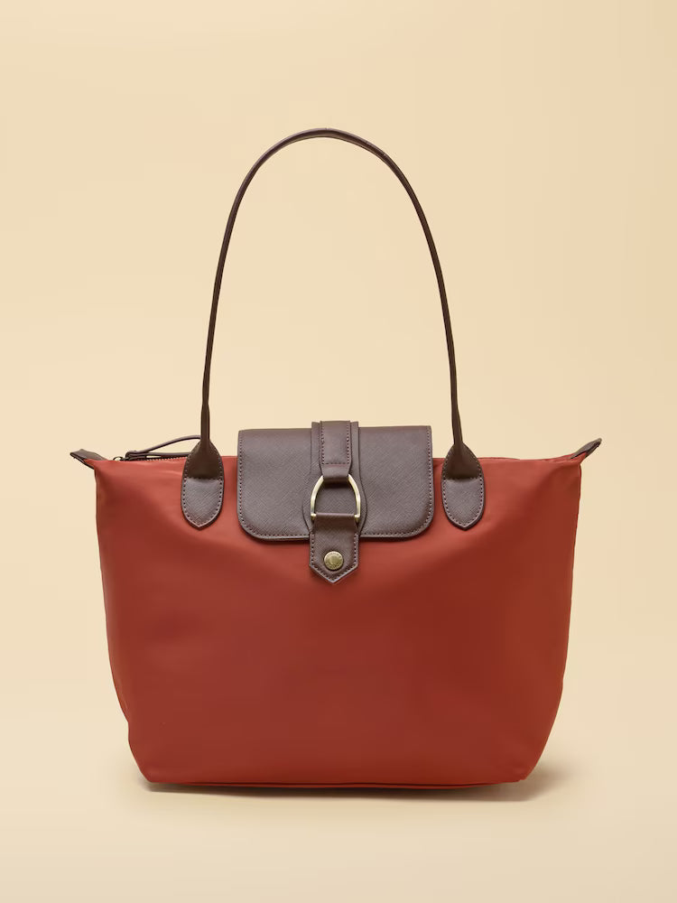 Edie Rust Orange Zip Top Shopper Bag