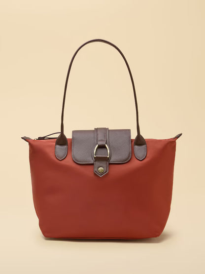 Edie Rust Orange Zip Top Shopper Bag