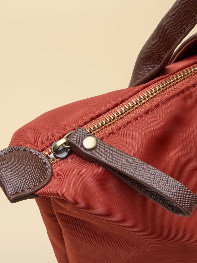 Edie Rust Orange Zip Top Shopper Bag