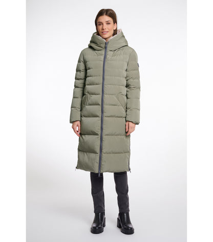 Long padded Hooded coat with faux fur