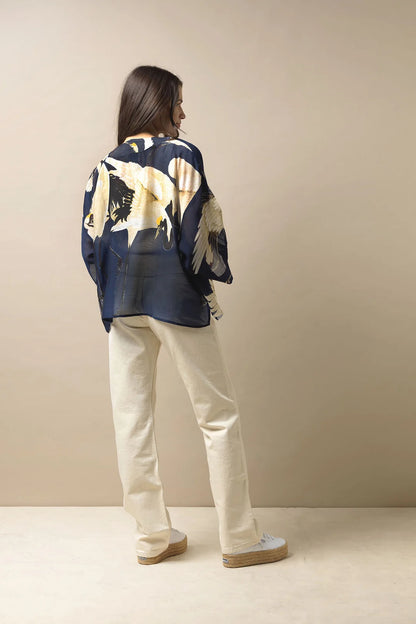 Stork Navy Kimono