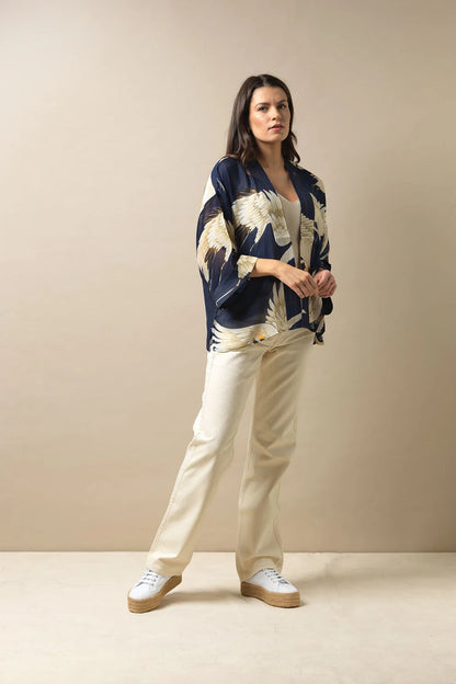 Stork Navy Kimono