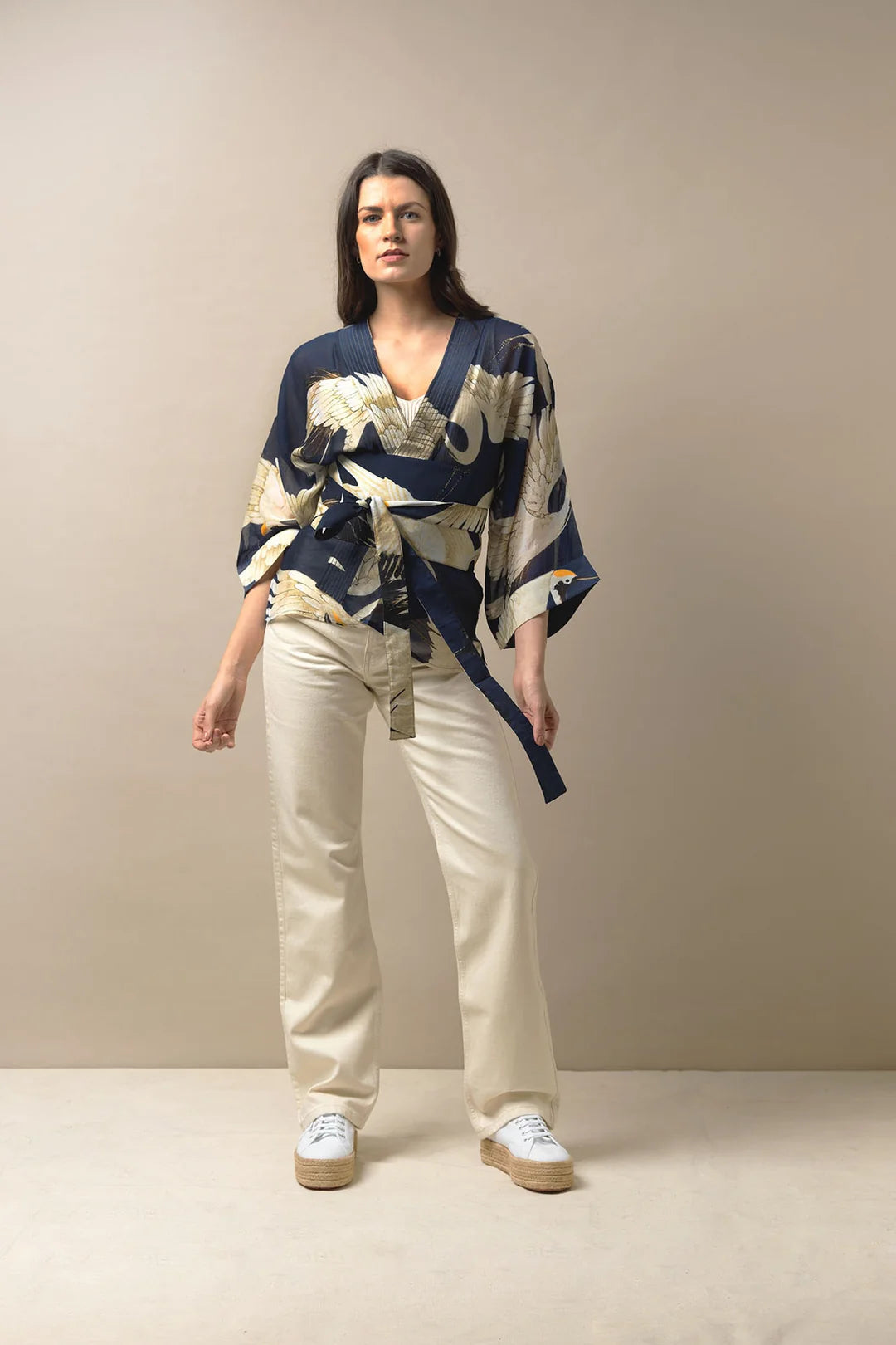 Stork Navy Kimono