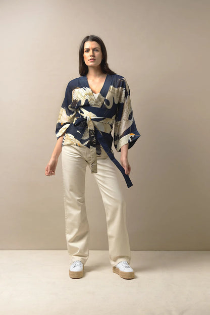 Stork Navy Kimono