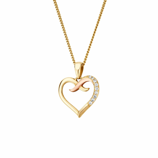 Forever Yours 9ct Solid Gold Kiss Pendant with Diamonds