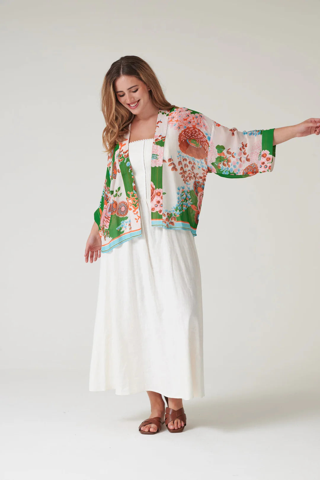 Kitsch Bouquet Green Kimono