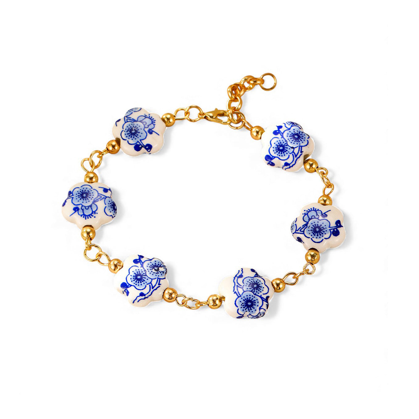 Porcelain Print Flower Bracelet